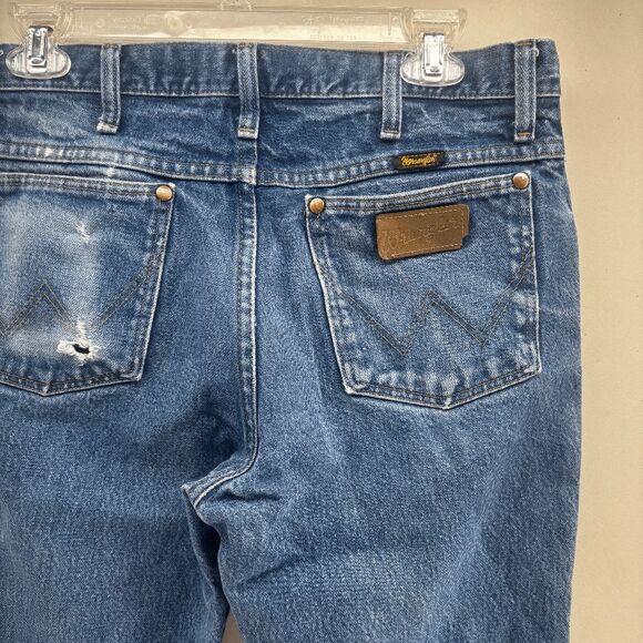 Wrangler 936PWD Mens 31x30 Jeans Slim Fit Cowboy Cut Blue Wallet Fade Distress - Picture 1 of 10